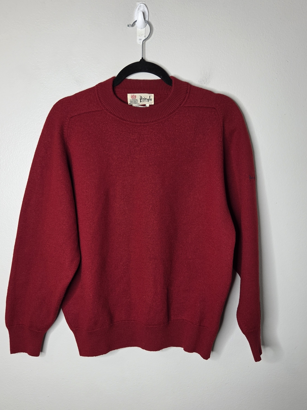Pringle Of Scotland Men's Red Crew Neck 100% Lambswool Sweater